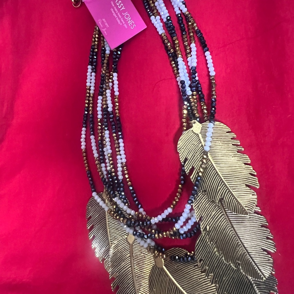 Sassy Jones Multicolor Beaded Feather Necklace